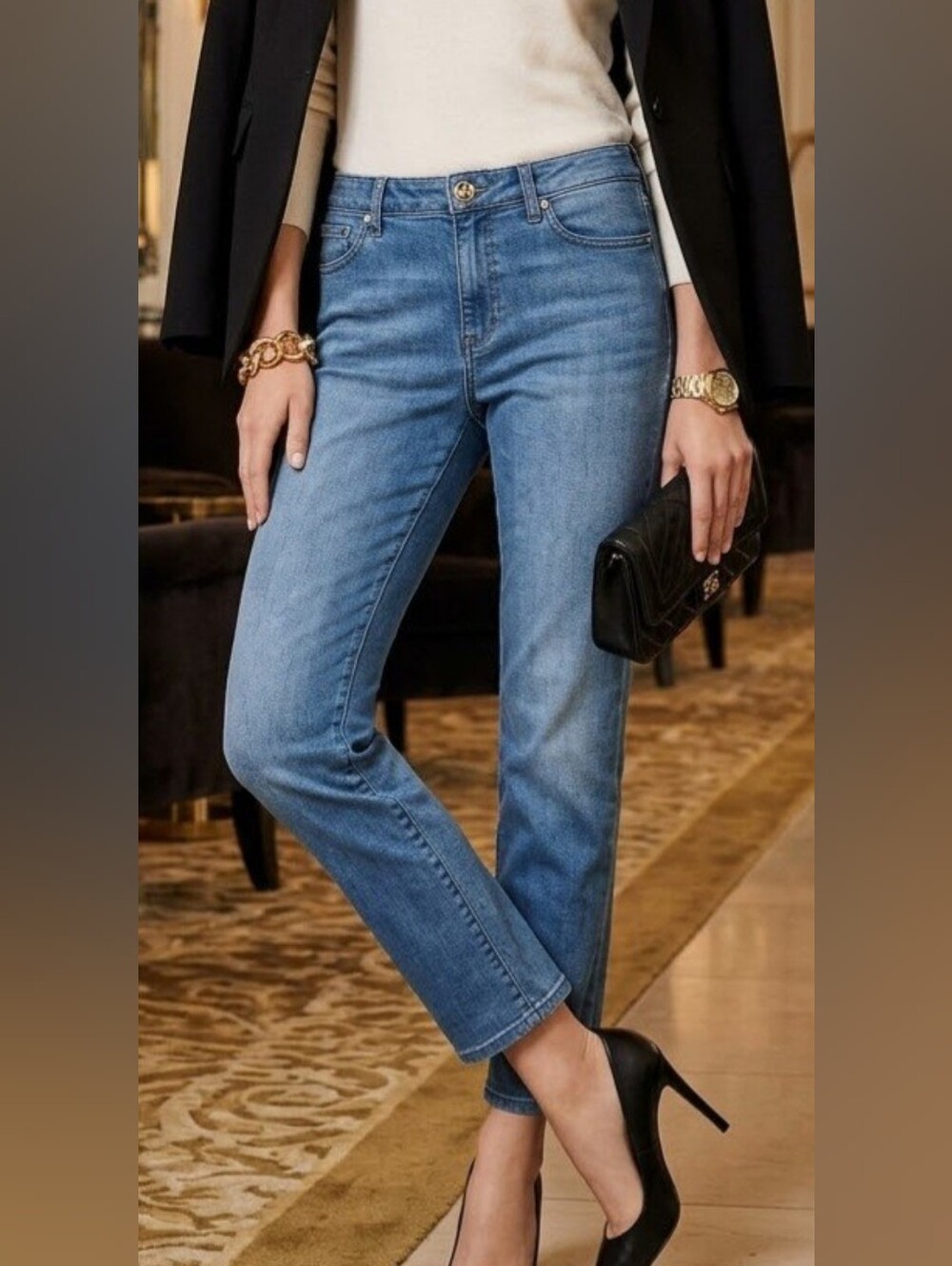 MICHAEL Michael Kors Medium Wash Boyfriend Jeans, Size 8